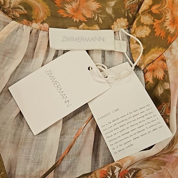 💕ZIMMERMANN💕 Lyre Ruffle Tiered Billow Sleeve Midi Dress ~ Spliced US 6 NWT - Picture 15 of 16